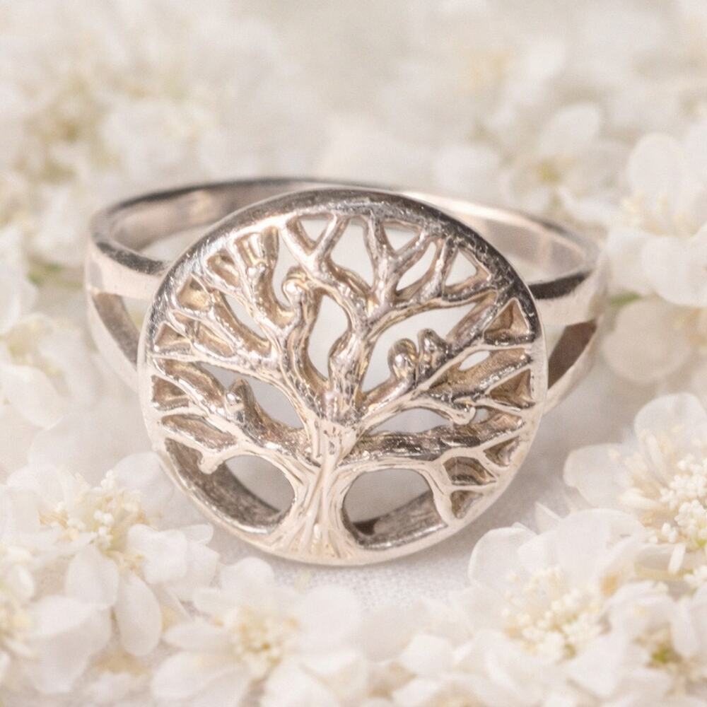 Womens Tree of Life 925 Sterling Silver Ring Size 7.75